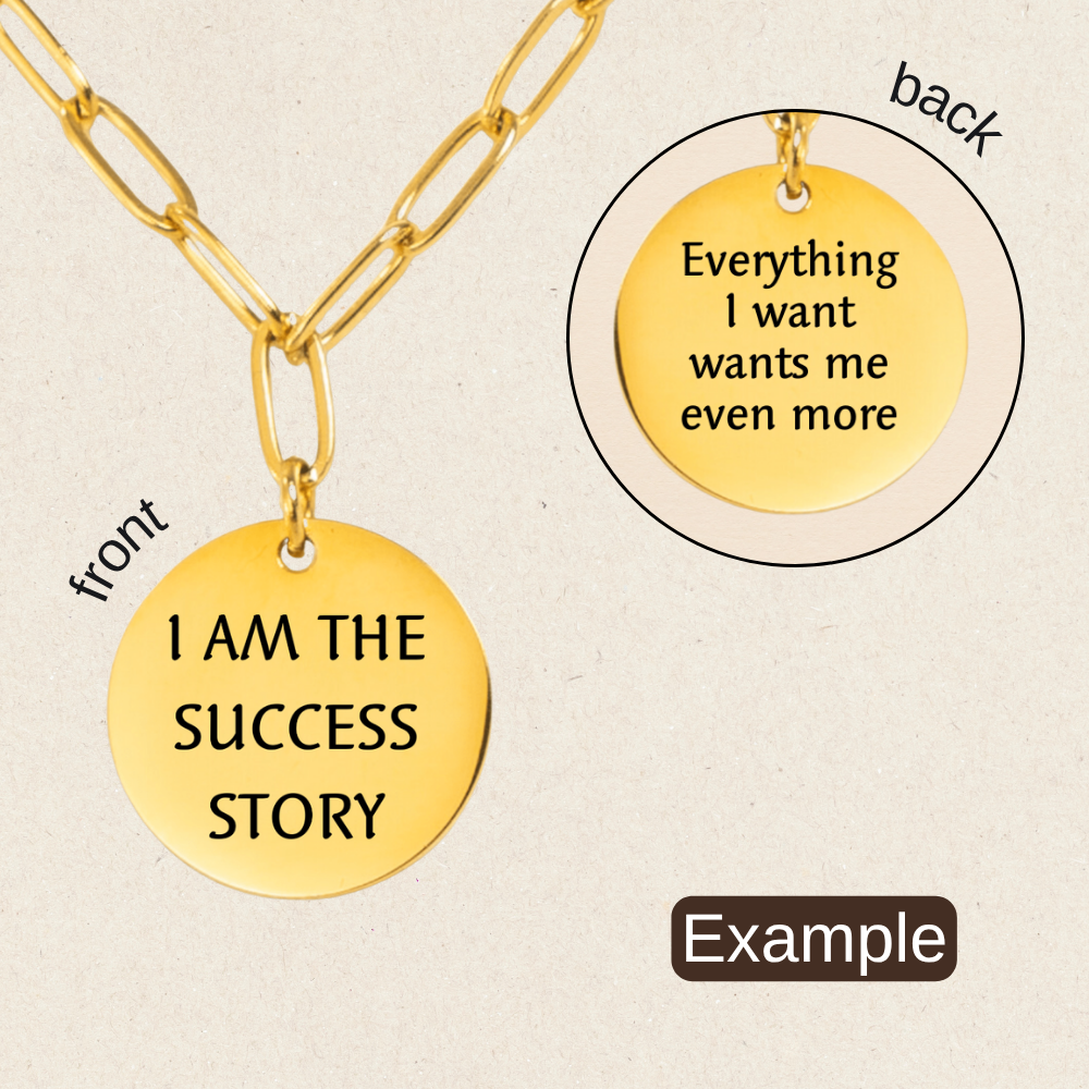 Your Affirmation on a Paperclip Coin Necklace