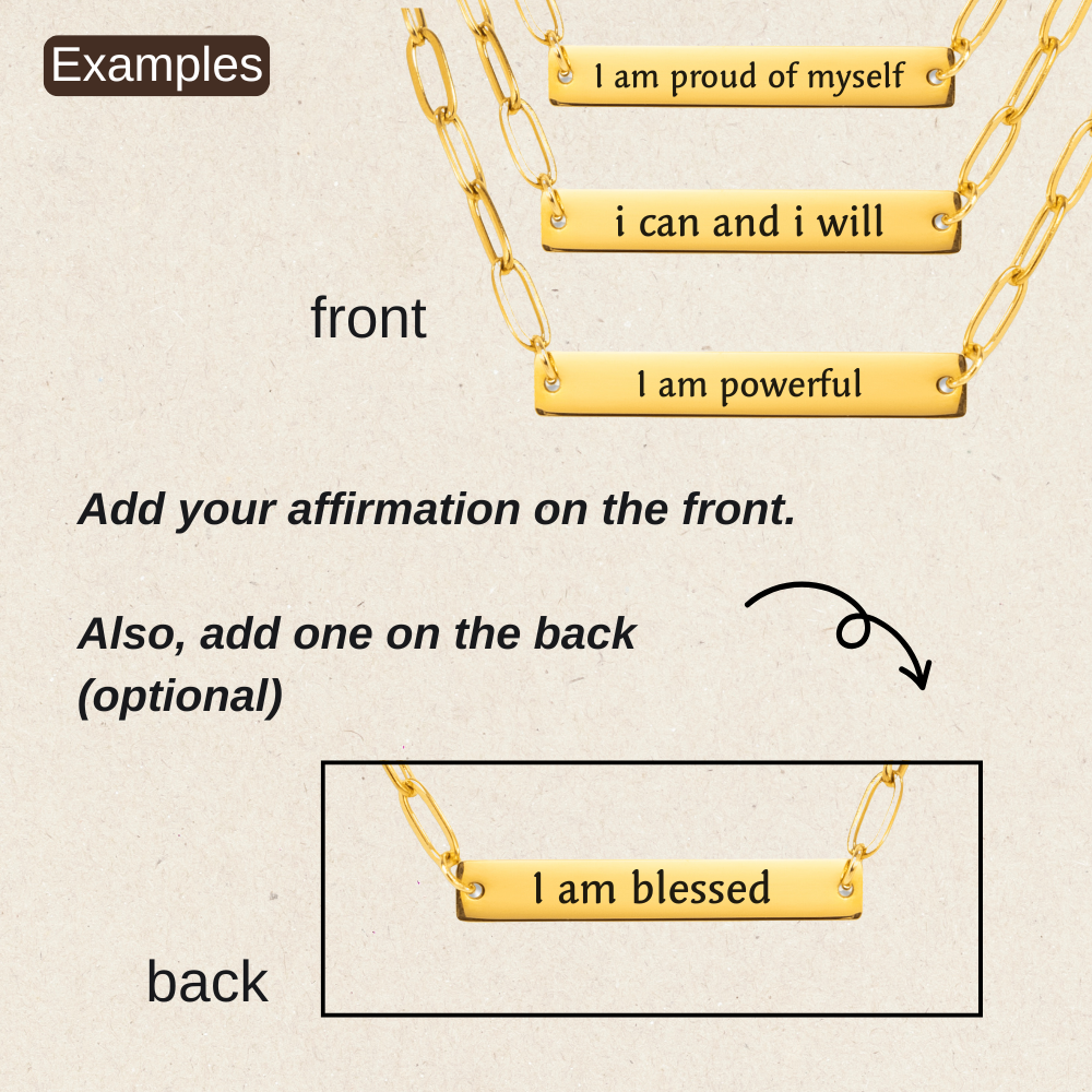 Your Affirmation on a Paperclip Plate Necklace