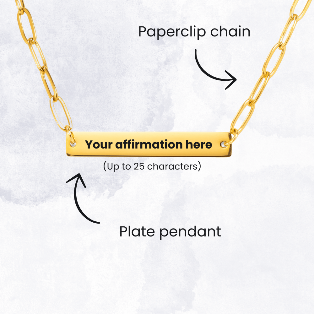 Your Affirmation on a Paperclip Plate Necklace