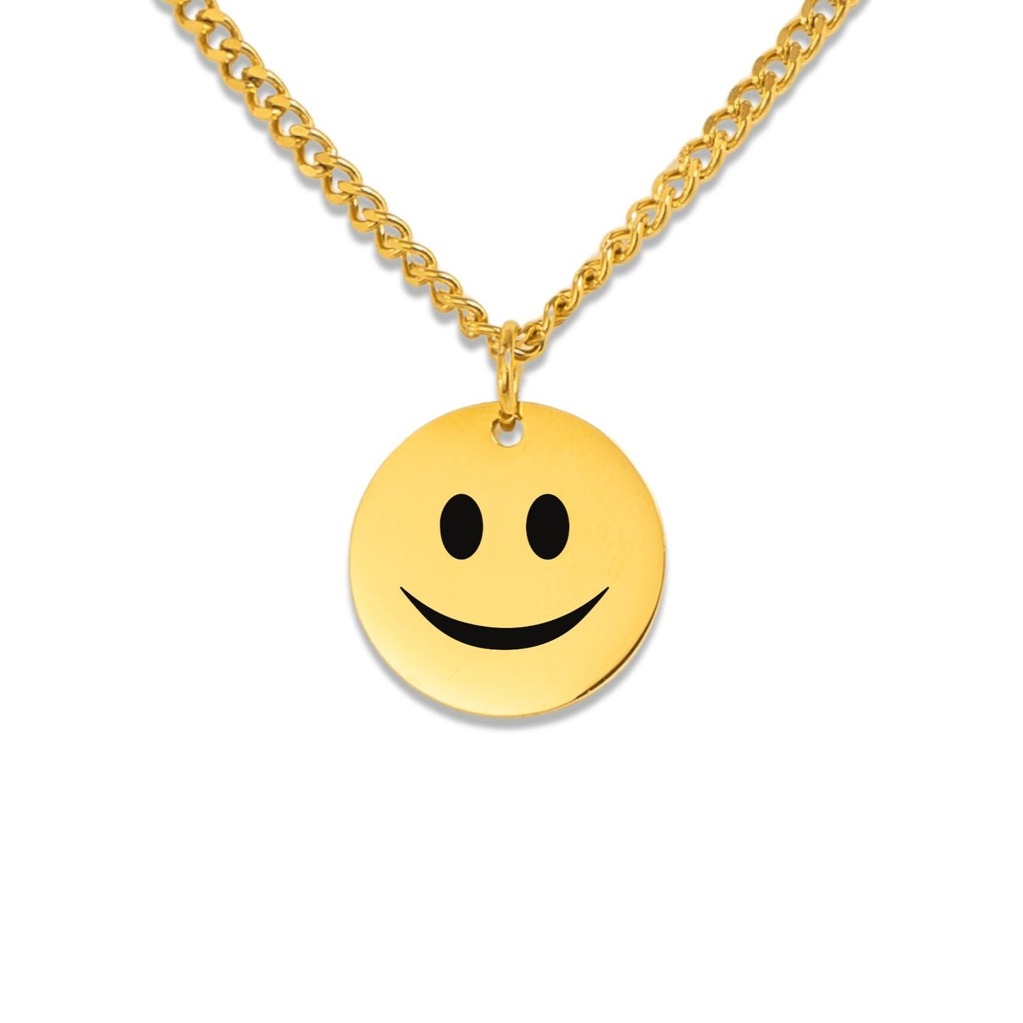 Happy Face Cuban Coin Necklace