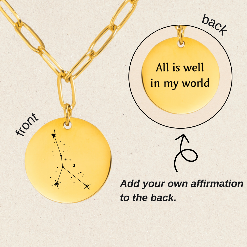 Cancer Constellation Paperclip Coin Necklace