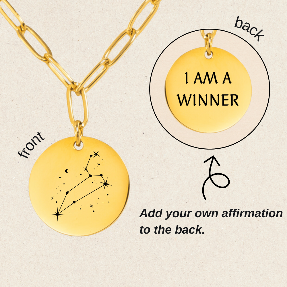 Leo Constellation Paperclip Coin Necklace