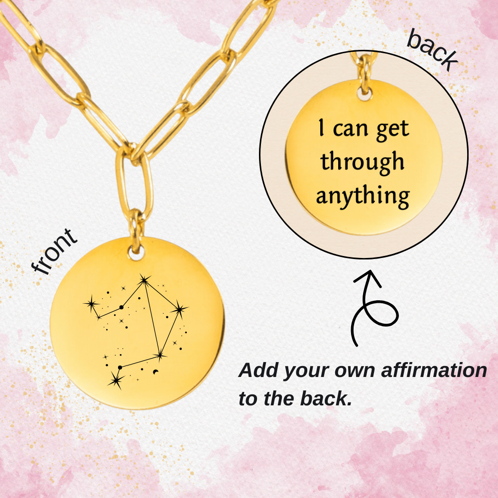 Libra Constellation Paperclip Coin Necklace