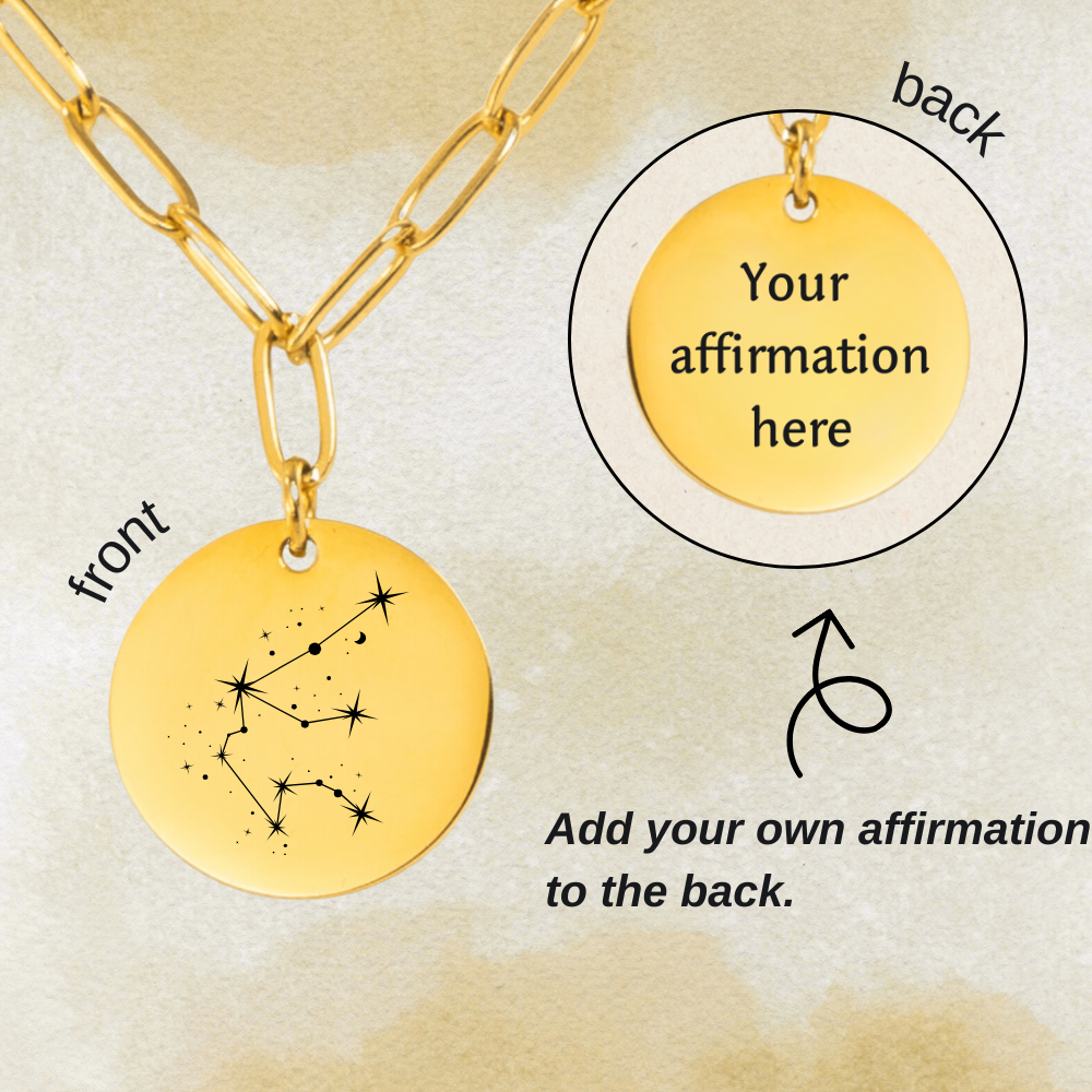 Aquarius Constellation Paperclip Coin Necklace