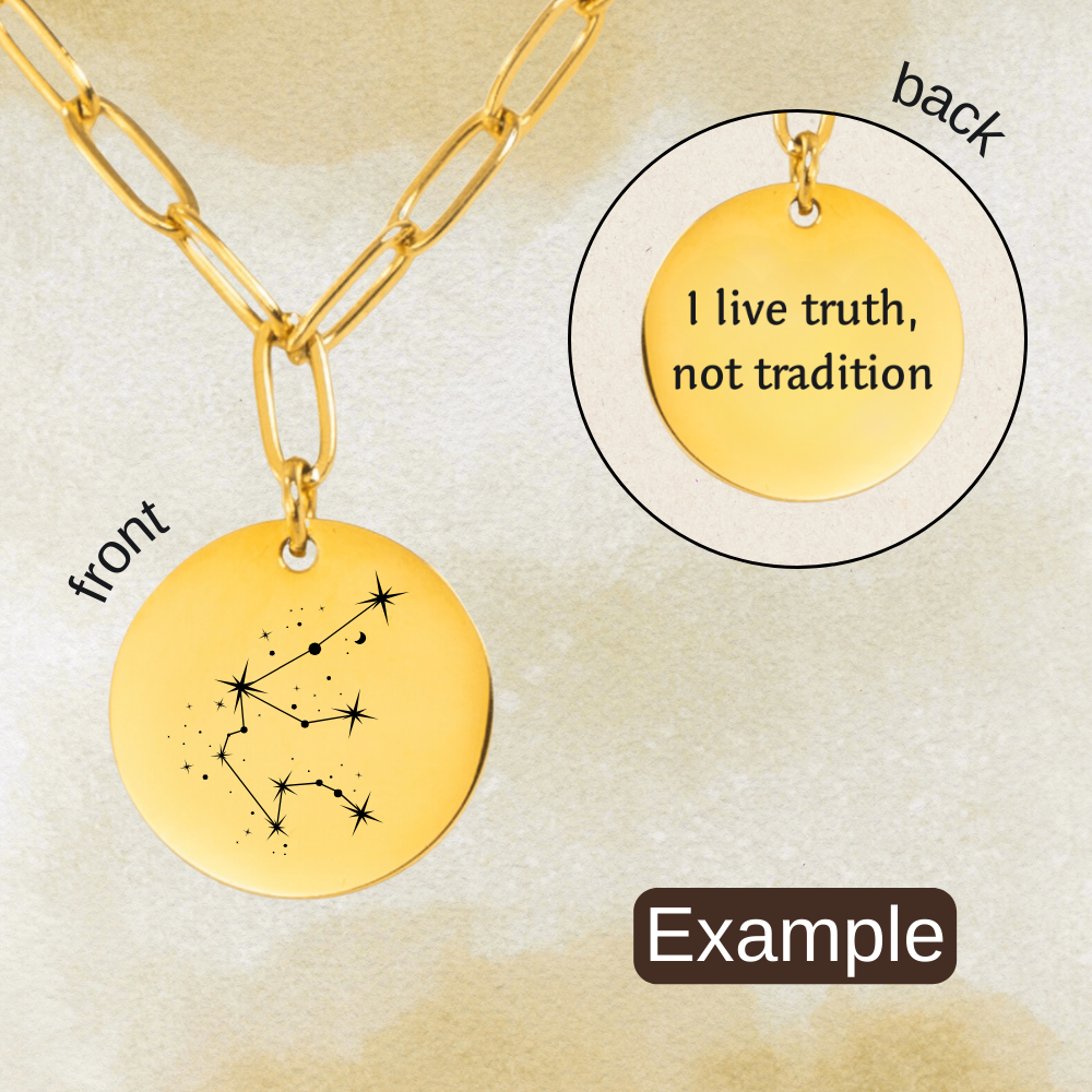Aquarius Constellation Paperclip Coin Necklace