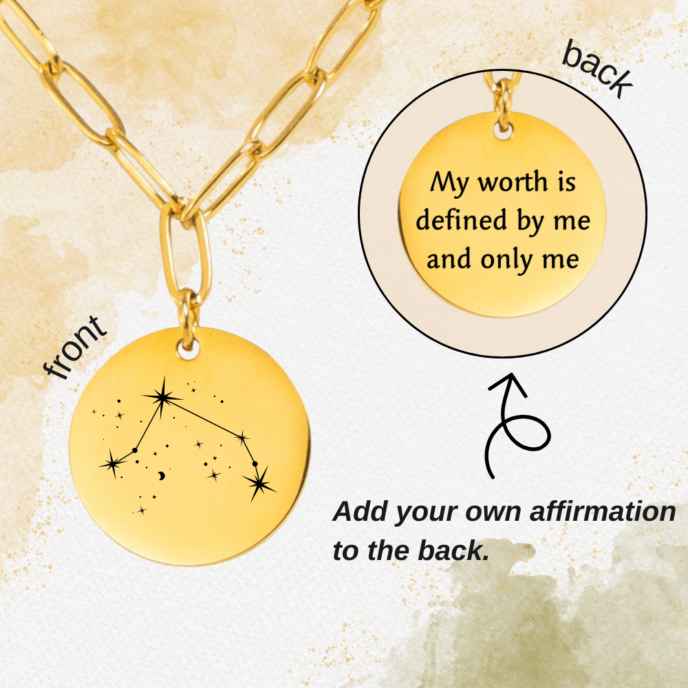 Aries Constellation Paperclip Coin Necklace