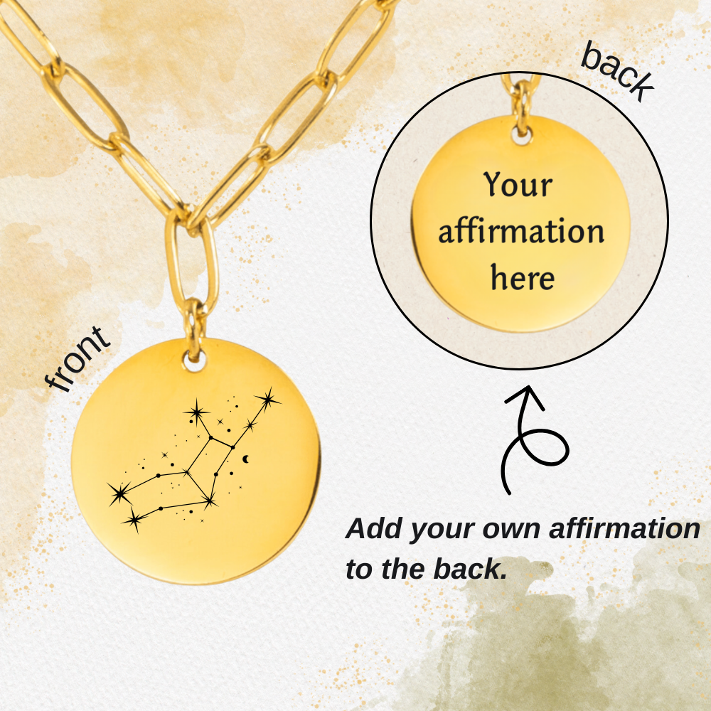 Virgo Constellation Paperclip Coin Necklace