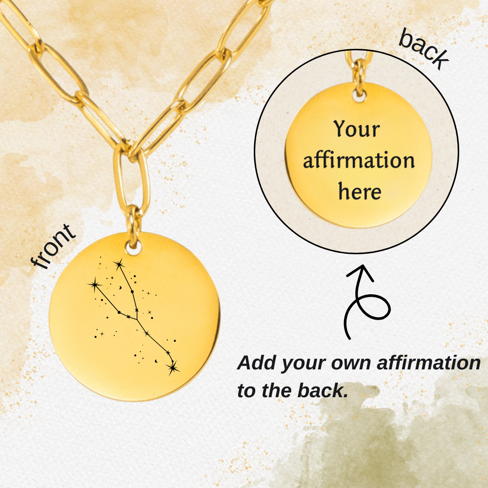 Taurus Constellation Paperclip Coin Necklace