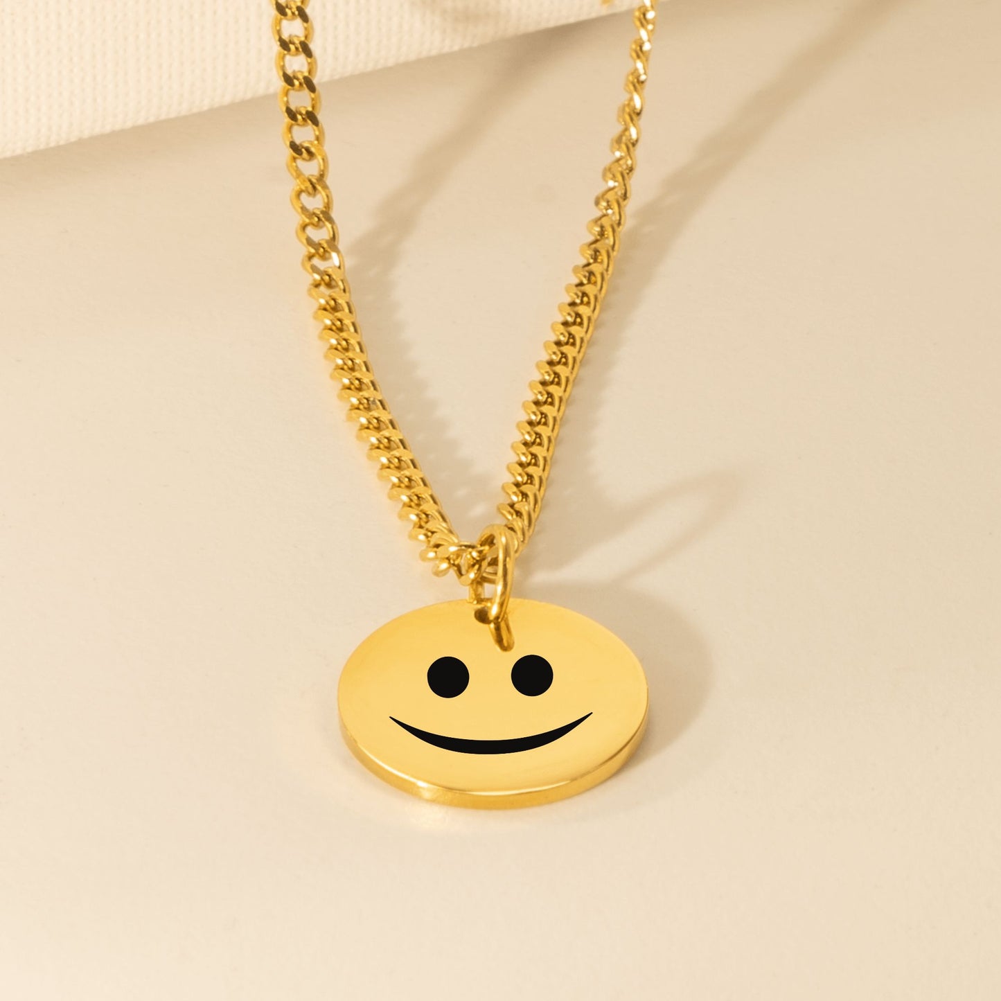 Happy Face Cuban Coin Necklace
