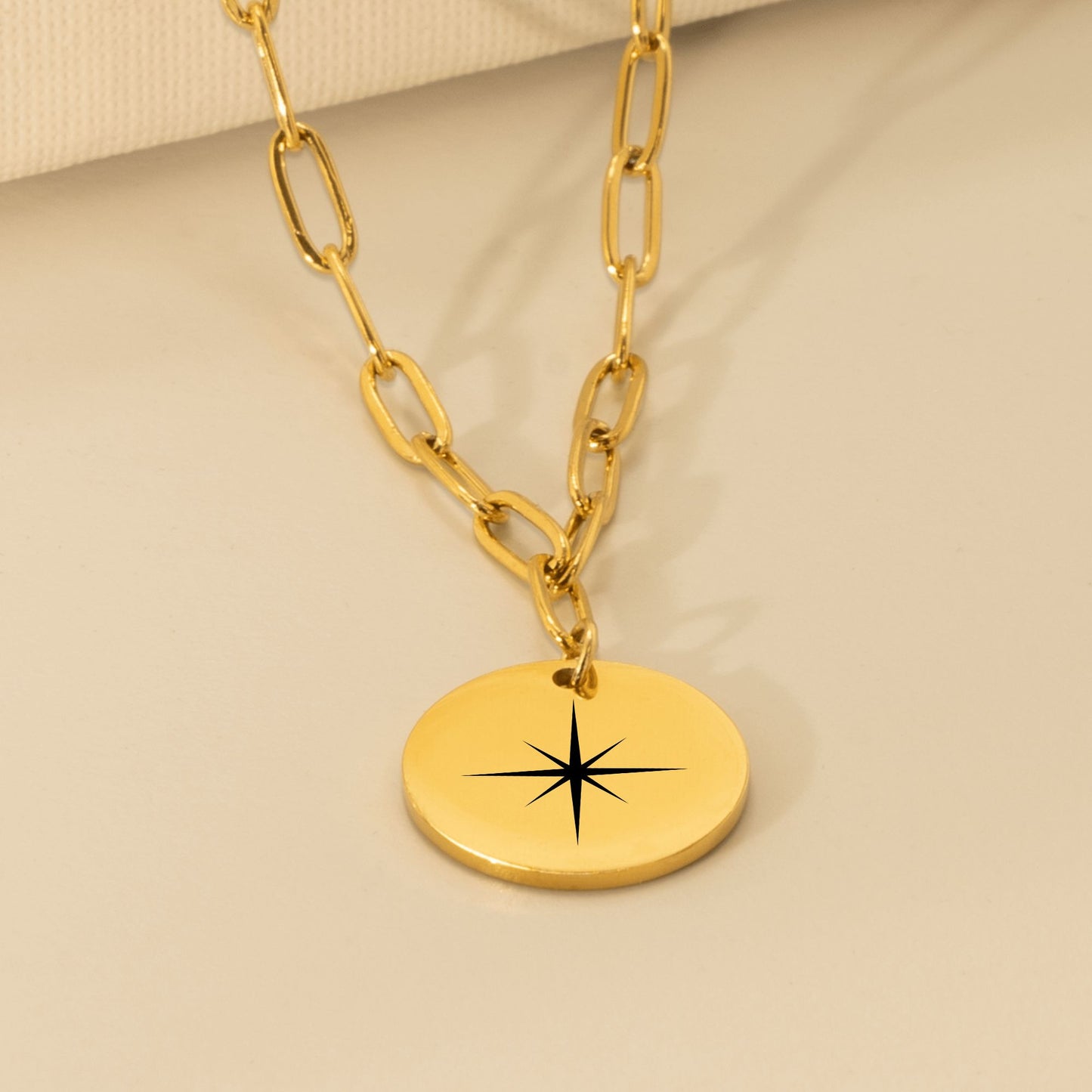 Sparkling Star Paperclip Coin Necklace