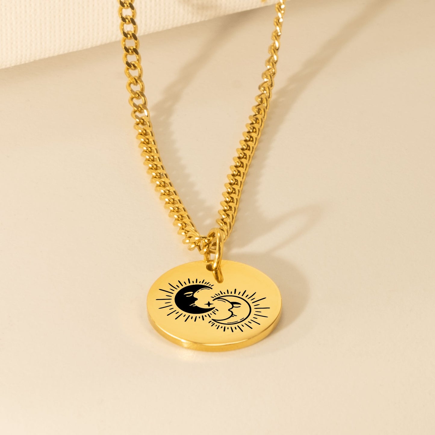 Celestial Moons Cuban Coin Necklace