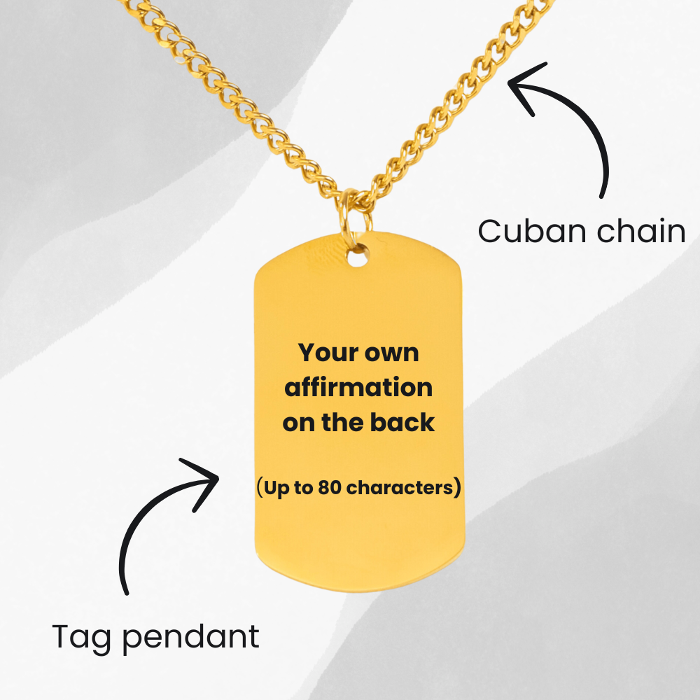 Moon Tarot Card Cuban Tag Necklace
