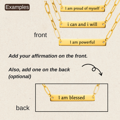Your Affirmation on a Paperclip Plate Necklace