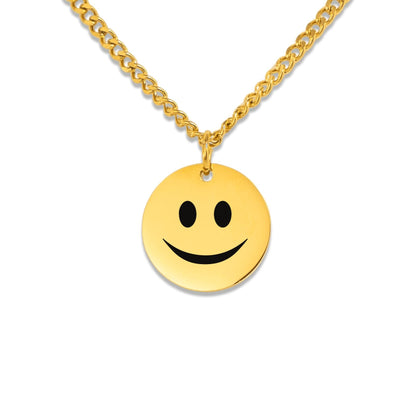 Happy Face Cuban Coin Necklace