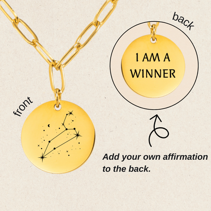 Leo Constellation Paperclip Coin Necklace