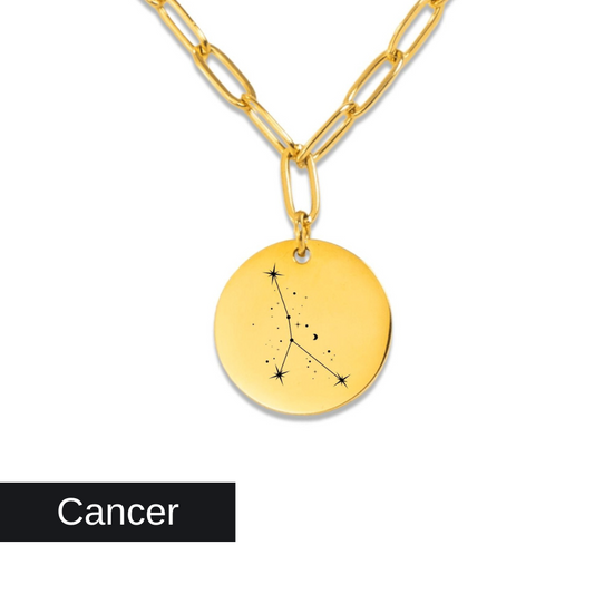 Cancer Constellation Paperclip Coin Necklace