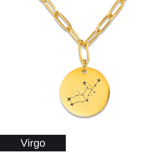 Virgo Constellation Paperclip Coin Necklace