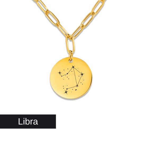 Libra Constellation Paperclip Coin Necklace