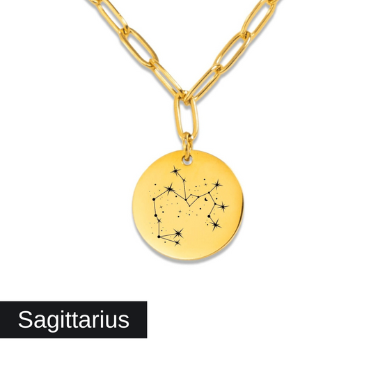 Sagittarius Constellation Paperclip Coin Necklace