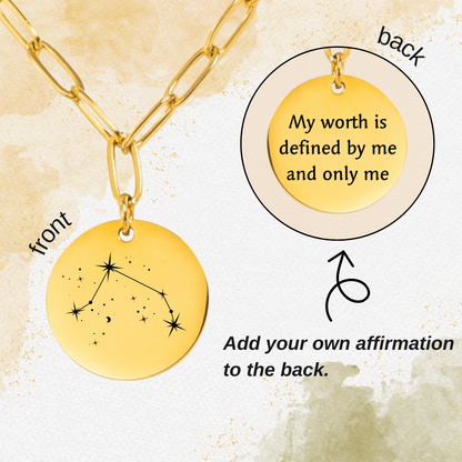 Aries Constellation Paperclip Coin Necklace