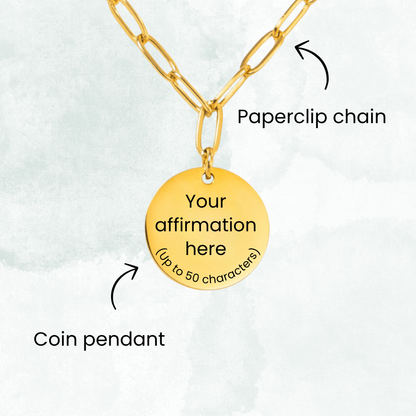 Aquarius Constellation Paperclip Coin Necklace