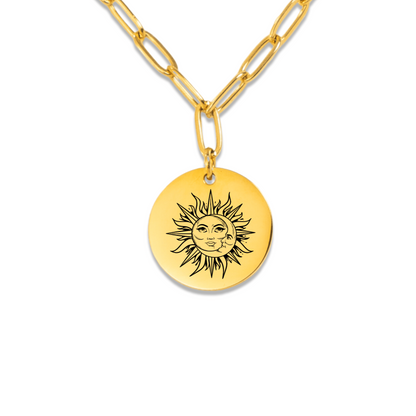 Sun and Moon Paperclip Coin Necklace